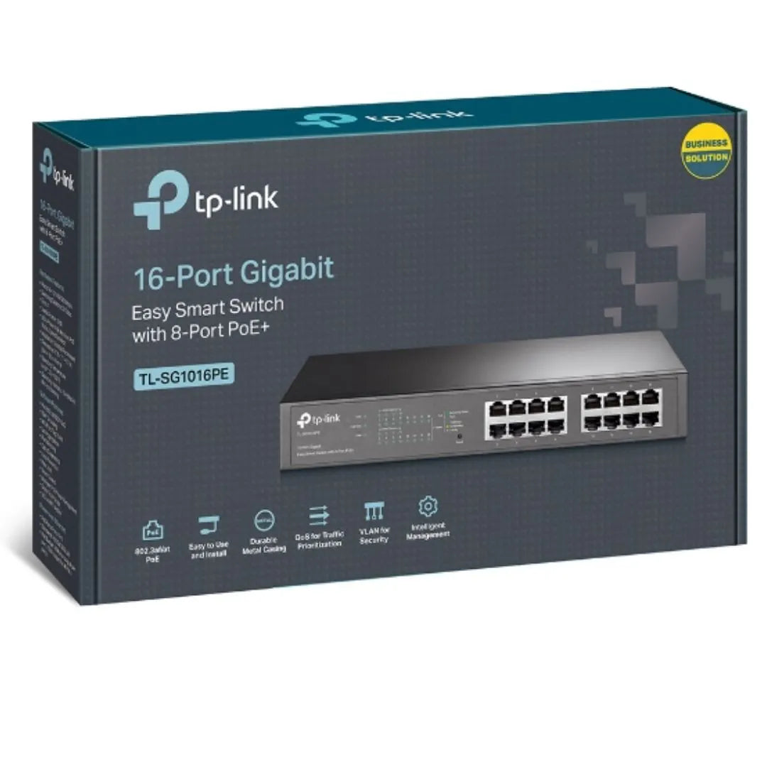 TP-Link TL-SG1016PE 16-Port Gigabit Easy Smart Switch 8-Port PoE+ Rack Mountable/Desktop, 32Gbps...