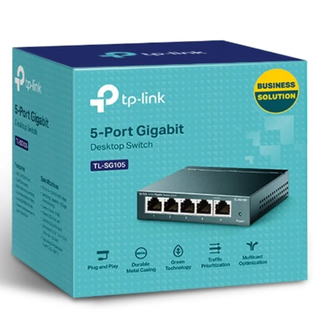 TP-Link TL-SG105 5port Switch Desktop,Gigabit,Steel Case, 5-Port 10/100/1000Mbps RJ45 Supporting...