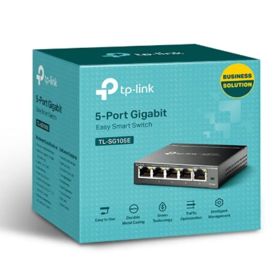 TP-Link TL-SG105E 5-Port Gigabit Desktop Easy Smart Switch, 5 10/100/1000Mbps RJ45 Ports, MTU/Por...