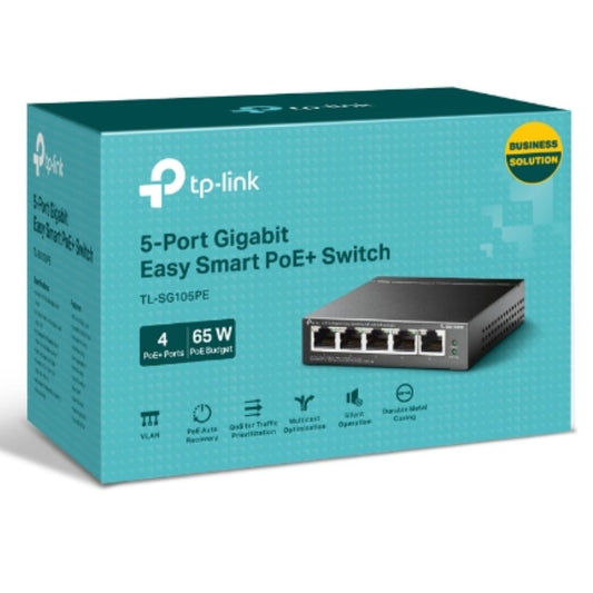 TP-Link TL-SG105PE 5-Port Gigabit Easy Smart Switch with 4-Port PoE+, Up To 65W For all PoE Ports...