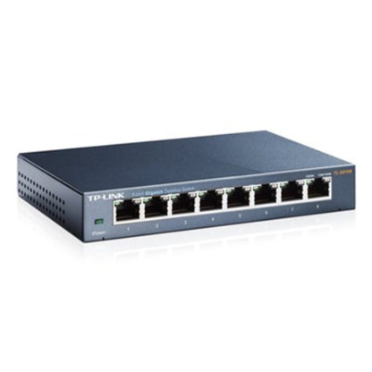 TP-Link TL-SG108 8-Port Gigabit Desktop Switch Steel Case Fanless 11.9Mpps Support 802.1p/DSCP QoS1 and IGMP Snooping Plug  Play