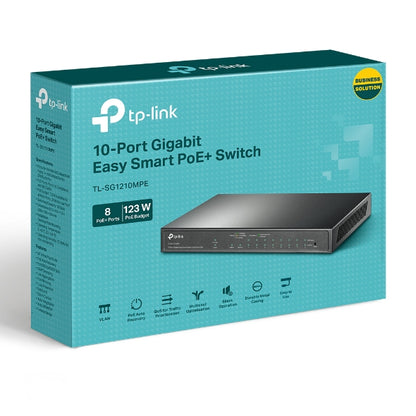 TP-Link TL-SG1210MPE 10-Port Gigabit Easy Smart Switch with 8-Port PoE+PORT: 8× Gigabit PoE+ Port...