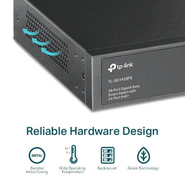 TP-Link TL-SG1428PE 28-Port Gigabit Easy Smart Switch with 24-Port PoE+ 32xVLAN 56Gbps Switching... - Image 3