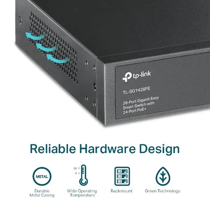 TP-Link TL-SG1428PE 28-Port Gigabit Easy Smart Switch with 24-Port PoE+ 32xVLAN 56Gbps Switching... - Image 3