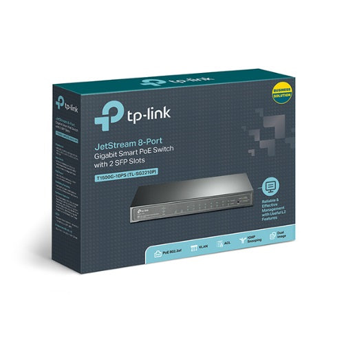 TP-Link SG2210P 8-Port Gigabit Smart PoE Switch with 2 SFP Slots L2/L3/L4 QoS and IGMP Snooping W...