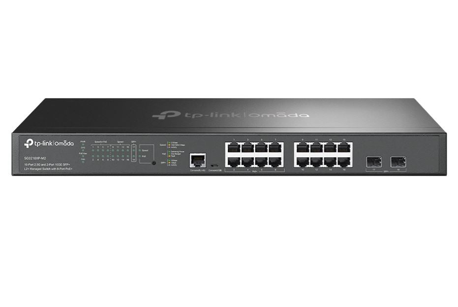 TP-Link SG3218XP-M2, Omada 16-Port 2.5G and 2-Port 10GE SFP+ L2+ Managed Switch with 8-Port PoE+,...