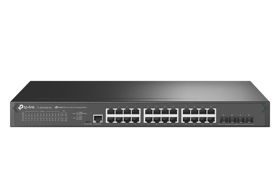 TP-Link SG3428X-M2 Omada 24-Port 2.5GBASE-T L2+ Managed Switch with 4 10GE SFP+ Slots, Integratio...