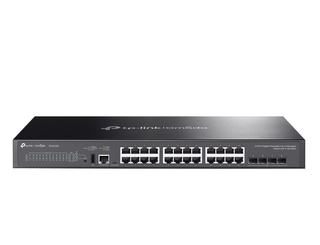 TP-Link SG5428X Omada 24-Port Gigabit Stackable Lite L3 Managed Switch with 4× 10G Slots - Networ...
