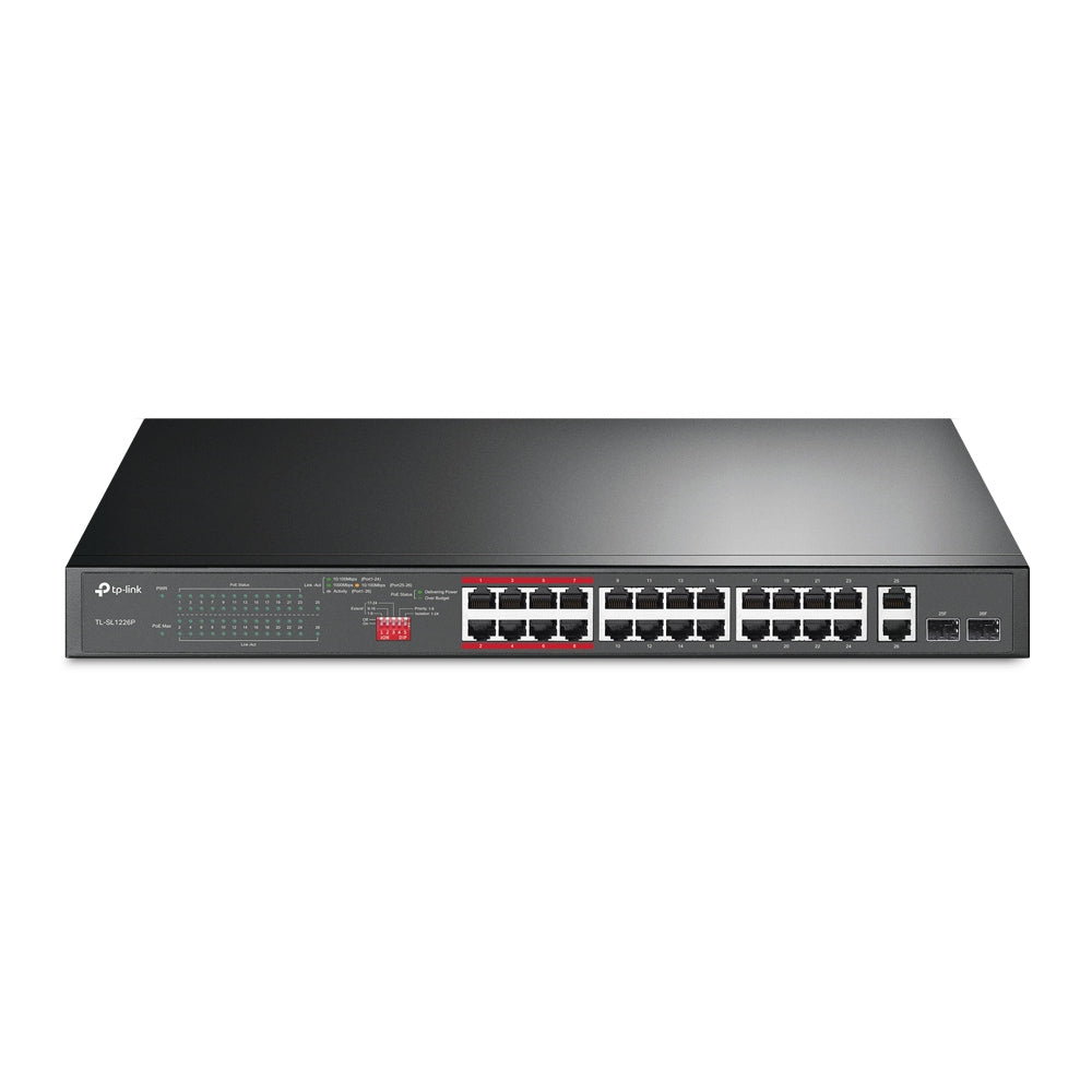 TP-Link TL-SL1226P 24-Port 10/100Mbps + 2-Port Gigabit Unmanaged PoE+ Switch , Up To 250W For all...