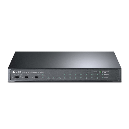 TP-Link TL-SL1311MP 8-Port 10/100Mbps + 3-Port Gigabit Desktop Switch with 8-Port PoE+, Extend Mo...