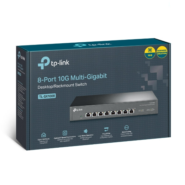 TP-Link TL-SX1008 8-Port 10G Desktop/Rackmount Switch, 160Gbps, Intelligent Fan Noise adjustment,...
