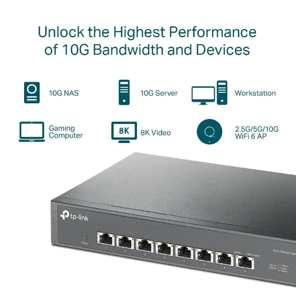TP-Link TL-SX1008 8-Port 10G Desktop/Rackmount Switch, 160Gbps, Intelligent Fan Noise adjustment,... - Image 4