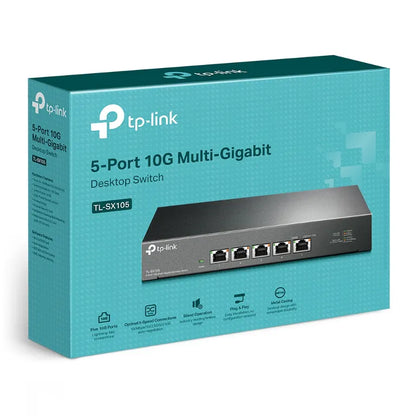 TP-Link TL-SX105 5-Port 10G Desktop Switch, up to 100 Gbps switching capacity, Auto-negotiation,...
