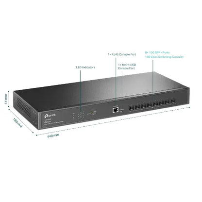 TP-Link SX3008F JetStream 8-Port 10GE SFP+ L2+ Managed Switch, SFP+, Omada SDN, Static Routing, L... - Image 3