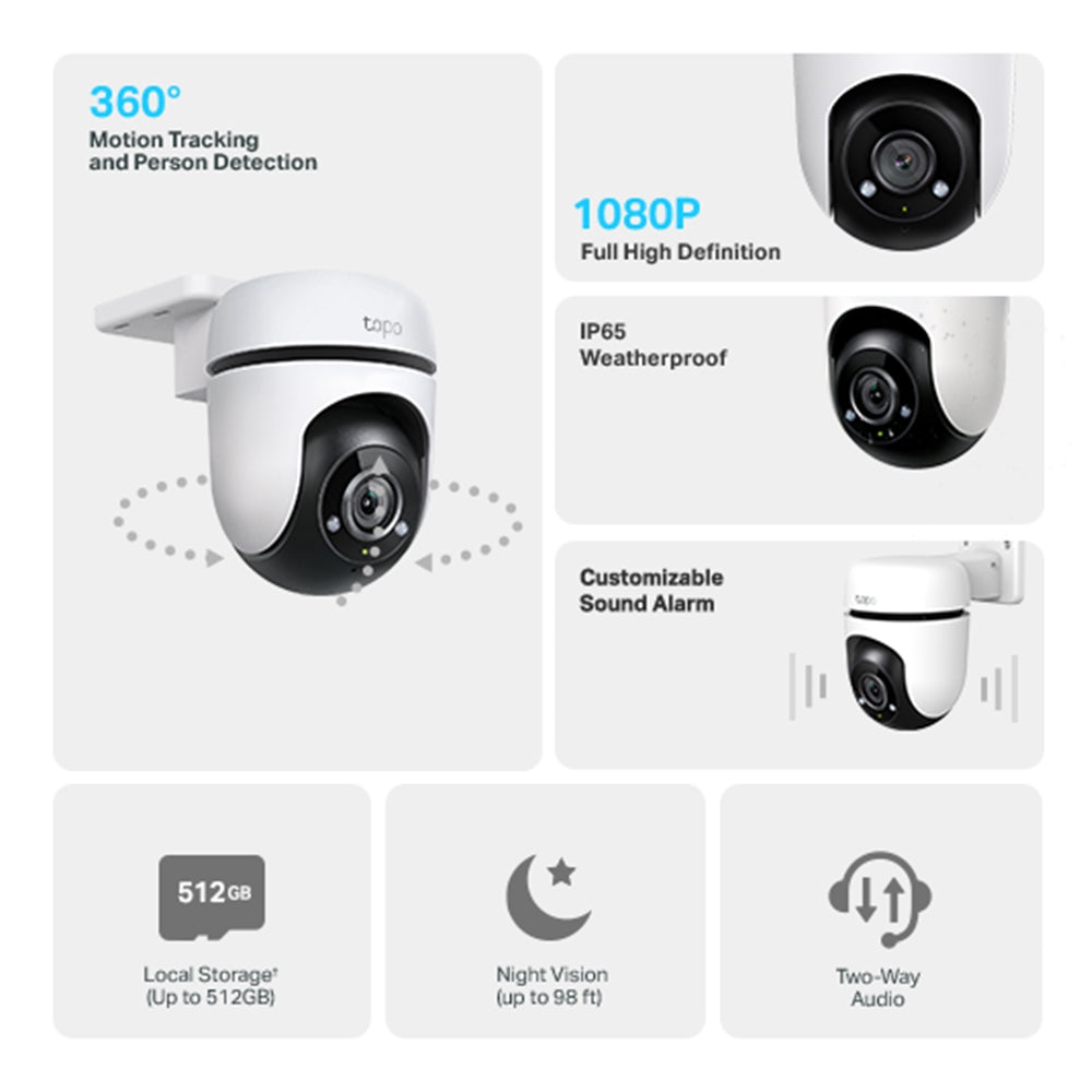 TP-Link TC40 Outdoor Pan/Tilt Security Wi-Fi Camera,  1080p, 2.4 GHz, Horizontal 360, Smart AI De... - Image 2
