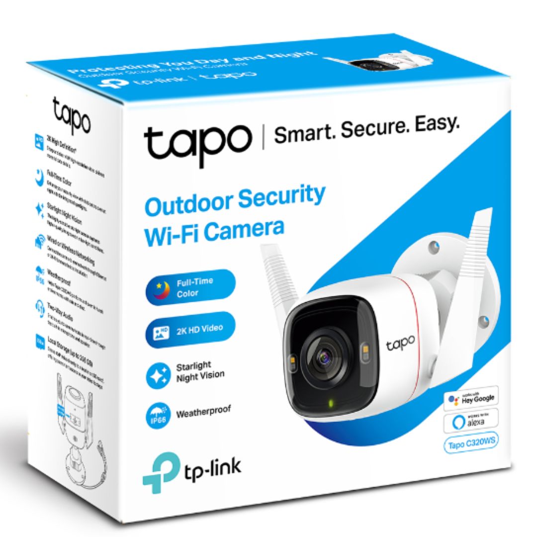 TP-Link Tapo C320WS Outdoor Security Wi-Fi Camera, H.264, 2-Way Audio, Night Vision, Motion Detec...