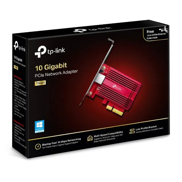 TP-Link TX401 10G 10 Gigabit PCI Express Network Adapter Low-Profile  Full-Height Brackets 1× PCI...