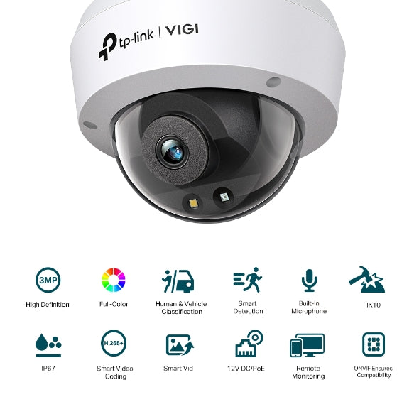 TP-Link VIGI 3MP C230(4mm) Full-Color Dome Network Camera, 4mm Lens, Smart Detection, 3YW - Secur... - Image 3