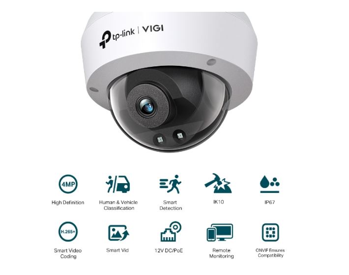 TP-Link VIGI 4MP C240I(4mm) IR Dome Network Camera, 4mm Lens, Smart Detection, 3YW - Security and... - Image 3