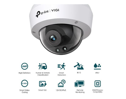 TP-Link VIGI 4MP C240I(4mm) IR Dome Network Camera, 4mm Lens, Smart Detection, 3YW - Security and... - Image 3