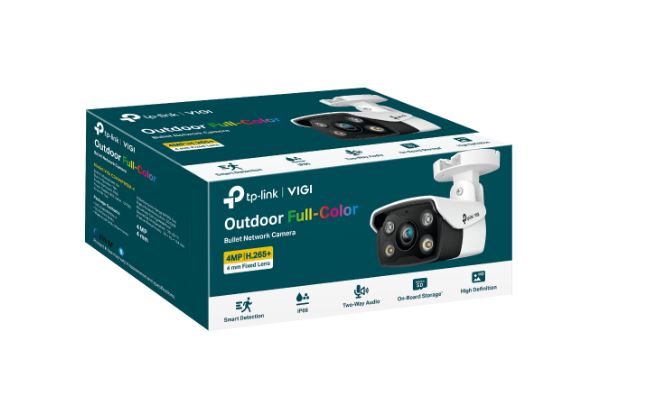 TP-Link VIGI 4MP C340(4mm) Outdoor Full-Colour Bullet Network Camera,4mm Lens, Smart Detection, 3...