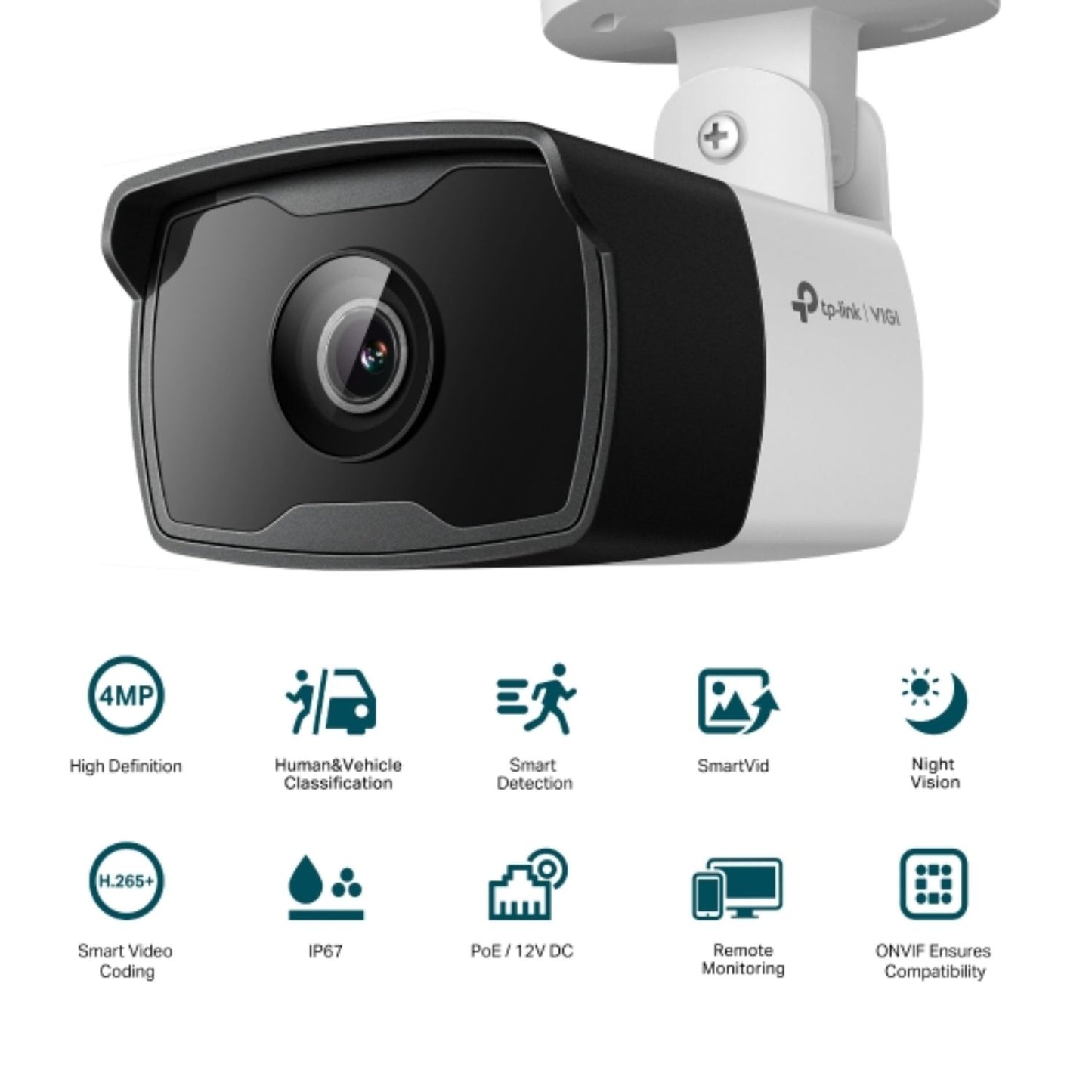 TP-Link VIGI 4MP C340I(6mm) Outdoor IR Bullet Network Camera,6mm Lens, Smart Detection, 3YW - Sec... - Image 3