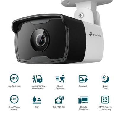 TP-Link VIGI 4MP C340I(6mm) Outdoor IR Bullet Network Camera,6mm Lens, Smart Detection, 3YW - Sec... - Image 3