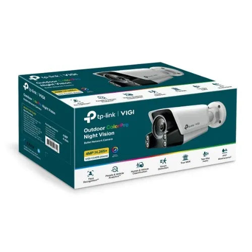 TP-Link VIGI 4MP C340S(4mm)  Outdoor ColourPro Night Vision Bullet Network Camera, 4mm Lens, Smar...