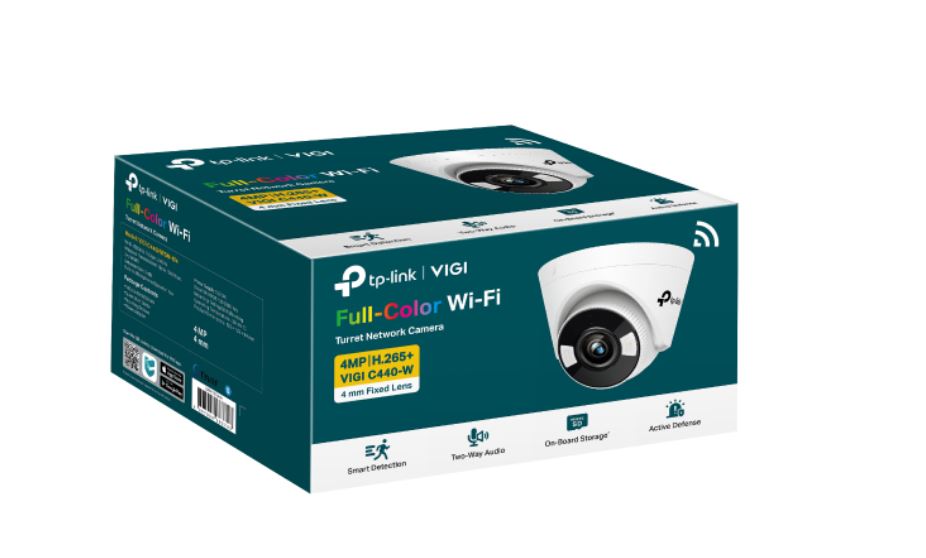 TP-Link VIGI 4MP C440-W(4mm) Full-Colour Wi-Fi Turret Network Camera,4mm Lens, Smart Detection, 3...
