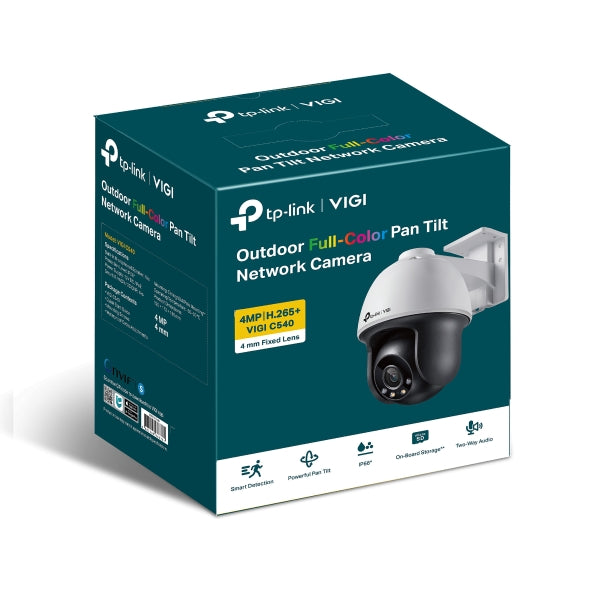 TP-Link VIGI 4MP C540(4mm) Outdoor Full-Colour Pan Tilt Network Camera, 4mm Lens, Smart Detection...