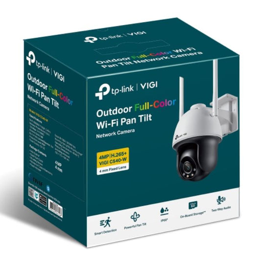 TP-Link VIGI 4MP C540-W(4mm) Outdoor Full-Colour Wi-Fi Pan Tilt Network Camera, 4mm Lens, Smart D...