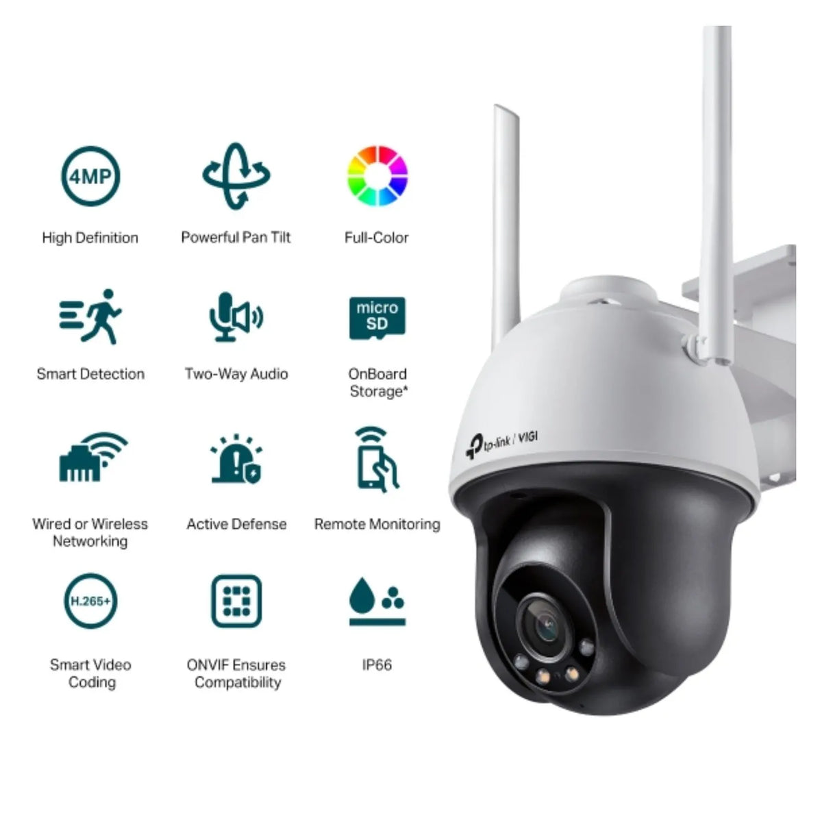 TP-Link VIGI 4MP C540-W(4mm) Outdoor Full-Colour Wi-Fi Pan Tilt Network Camera, 4mm Lens, Smart D... - Image 3
