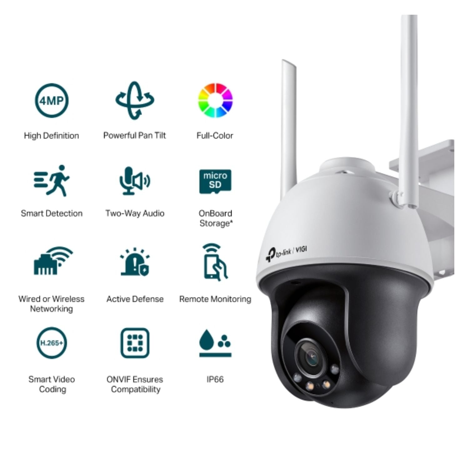 TP-Link VIGI 4MP C540-W(4mm) Outdoor Full-Colour Wi-Fi Pan Tilt Network Camera, 4mm Lens, Smart D... - Image 4