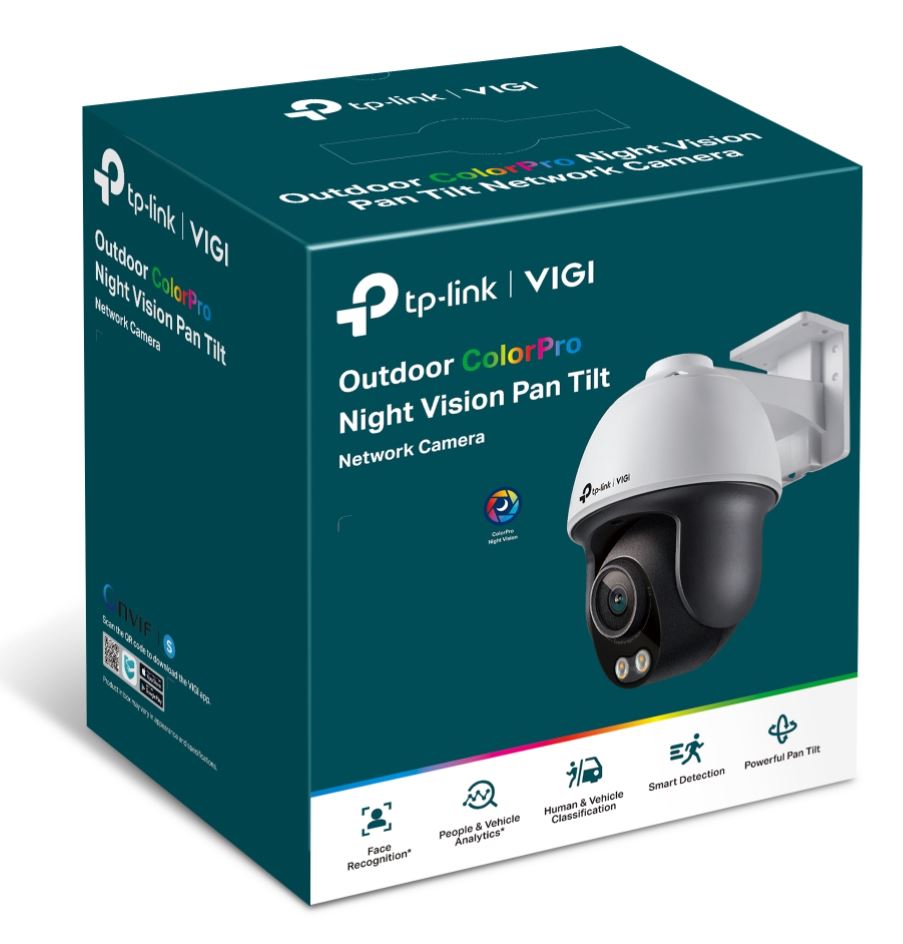 TP-Link VIGI 4MP C540S(4mm) Outdoor ColourPro Night Vision Pan Tilt Network Camera, 4mm Lens, Sma...