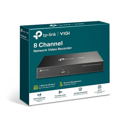 (CH)TP-Link VIGI NVR1008H 8 Channel Network Video Recorder, 24/7 Continuous Recording, Up To 10TB...
