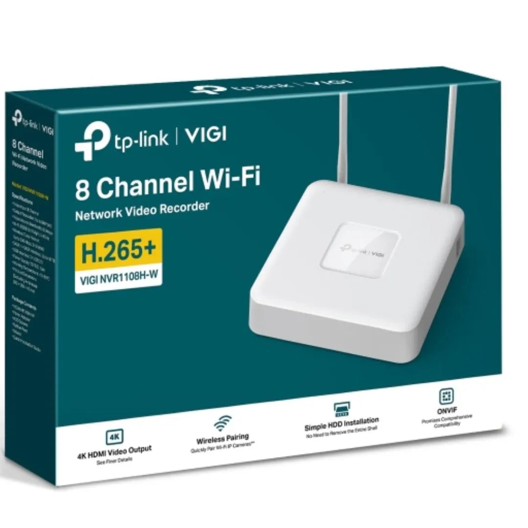 TP-Link VIGI NVR1108H-W 8 Channel Wi-Fi Network Video Recorder, 4K HDMI Output、16MP Decoding Capa...