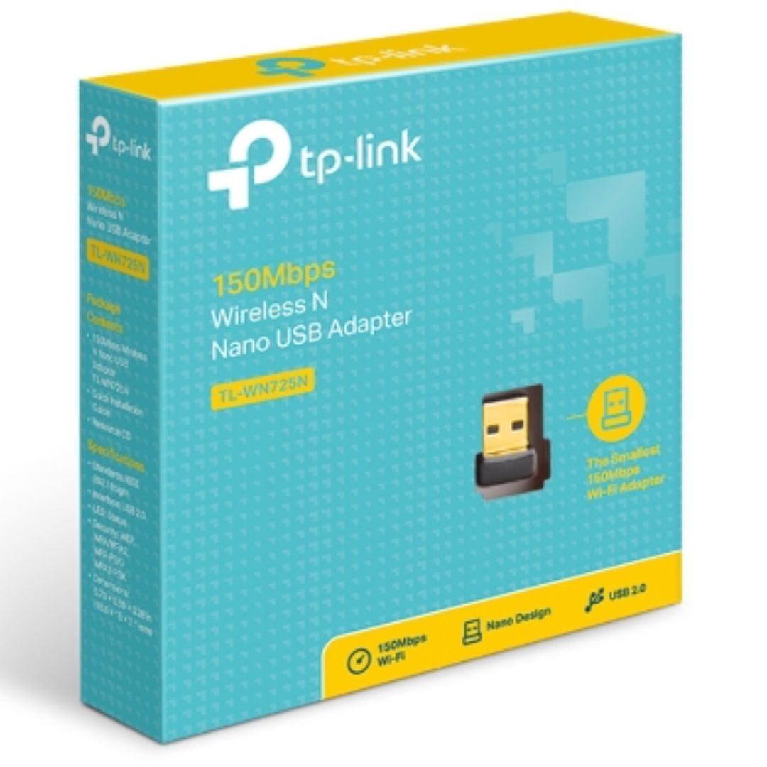 TP-Link TL-WN725N N150 Nano Wireless N USB Adapter 2.4GHz (150Mbps) 1xUSB2 802.11bgn Internal Ant...