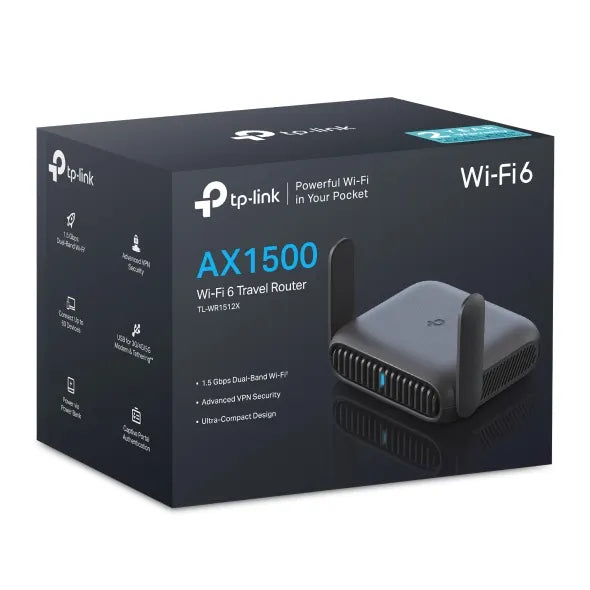 TP-Link TL-WR1512X AX1500 Wi-Fi 6 Travel Router with AX1500 dual-band, multi-mode (AP/RE/Hotspot)...