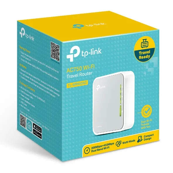TP-Link TL-WR902AC AC750 750Mbps Dual Band WiFi Wireless Travel Router 1x100Mbps LAN/WAN USB for...