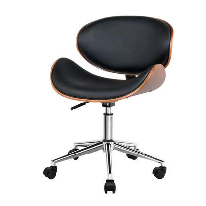 Artiss Wooden Office Chair Leather Seat Black