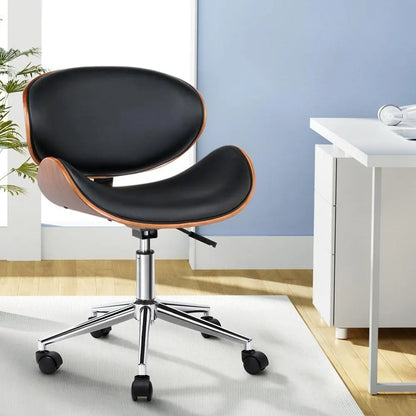 Artiss Wooden Office Chair Leather Seat Black - Image 9