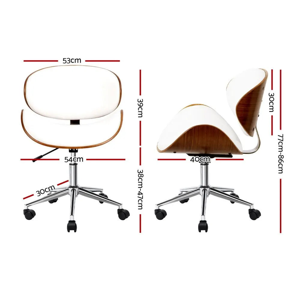 Artiss Wooden Office Chair Leather Seat White - Image 2