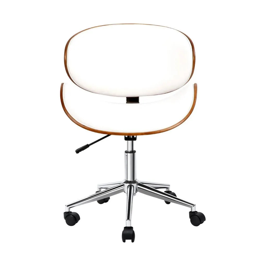 Artiss Wooden Office Chair Leather Seat White - Image 3
