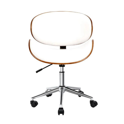 Artiss Wooden Office Chair Leather Seat White - Image 3