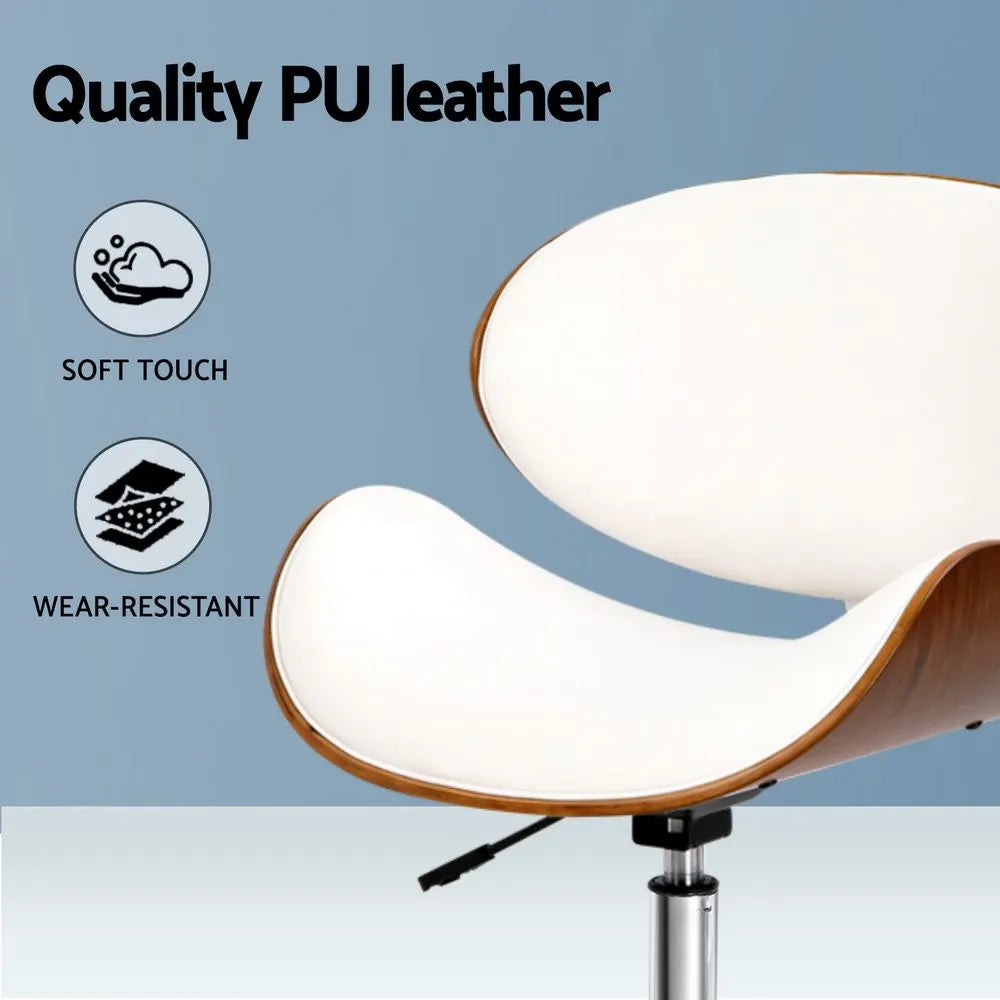 Artiss Wooden Office Chair Leather Seat White - Image 5