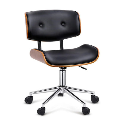 Artiss Wooden Office Chair PU Seat Black Brown - Image 7