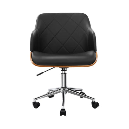 Artiss Wooden Office Chair Fabric Seat Black - Image 3