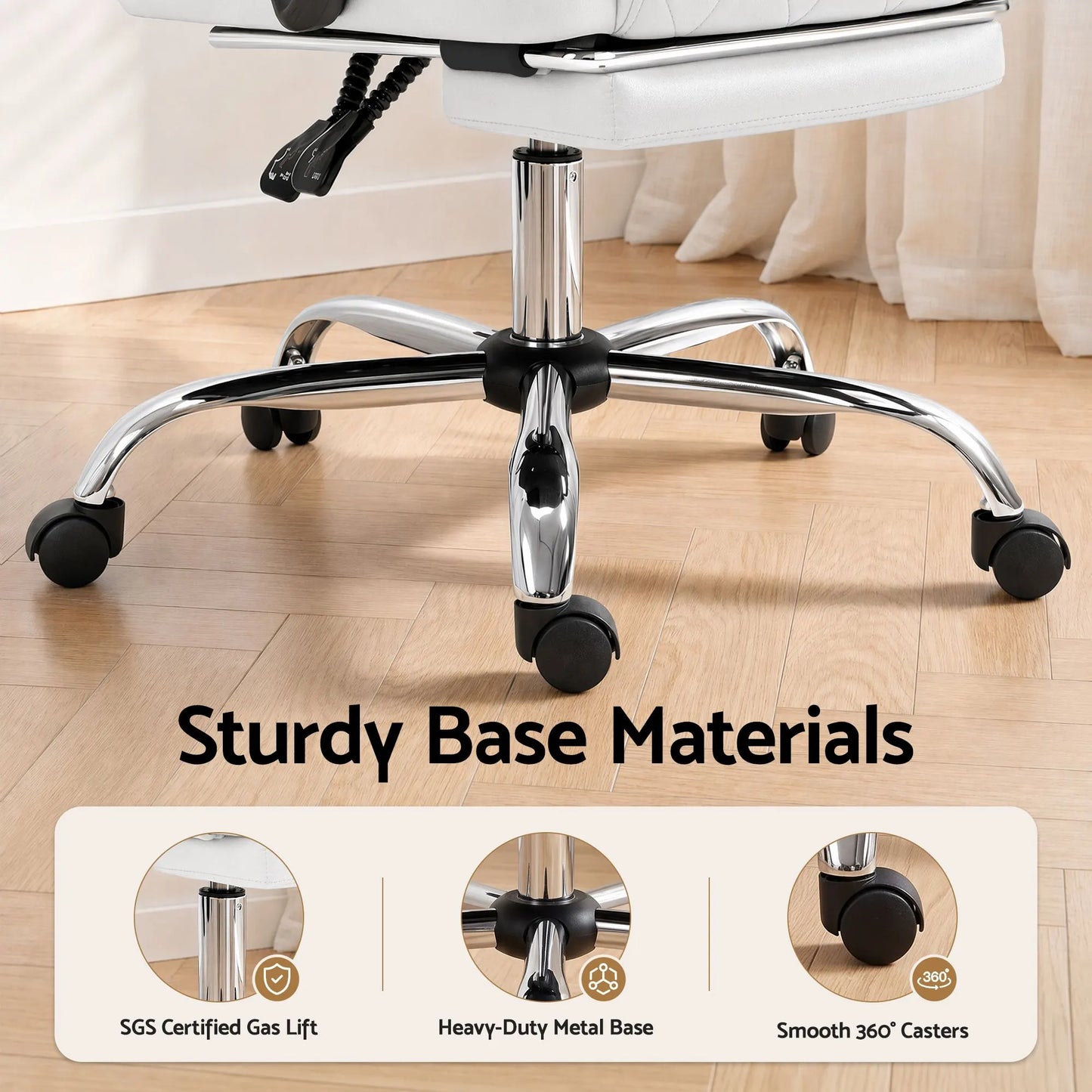 Artiss Executive Office Chair Leather Footrest White - Image 7