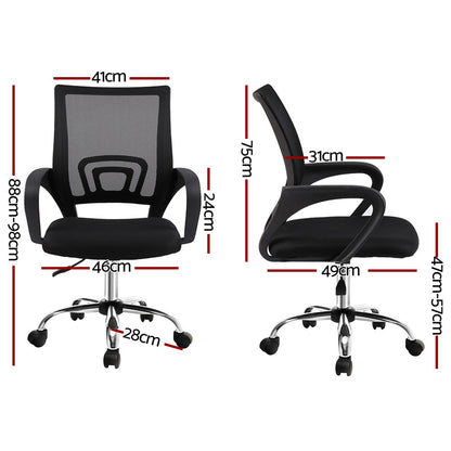 Artiss 2x Mesh Office Chair Mid Back Black - Image 2