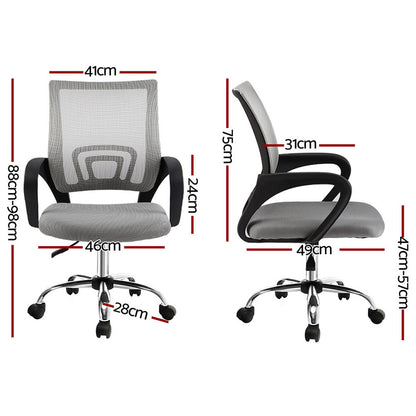 Artiss 2x Mesh Office Chair Mid Back Grey - Image 2